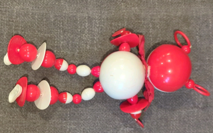 Waggie Wheels Crib Toy Rattle Red Bear