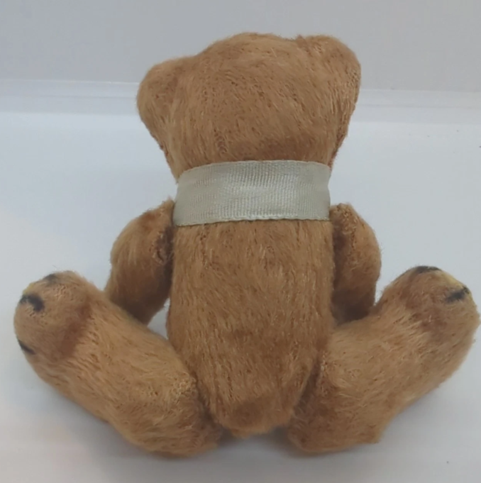 Vintage Brown Mohair 4" Bear With Glass Eyes, Jointed Arms And Legs Japan Label