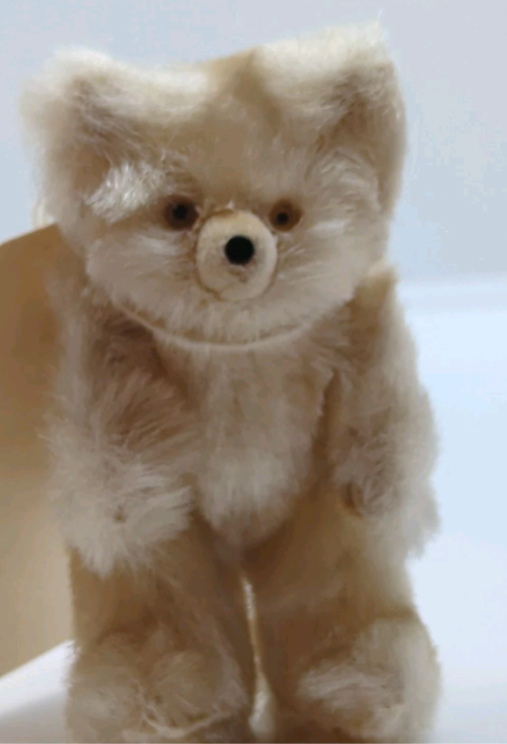 Vintage 1940s Made in Japan 3" White Teddy Bear Jointed Glass Eyes