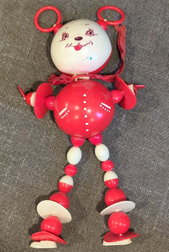 Waggie Wheels Crib Toy Rattle Red Bear