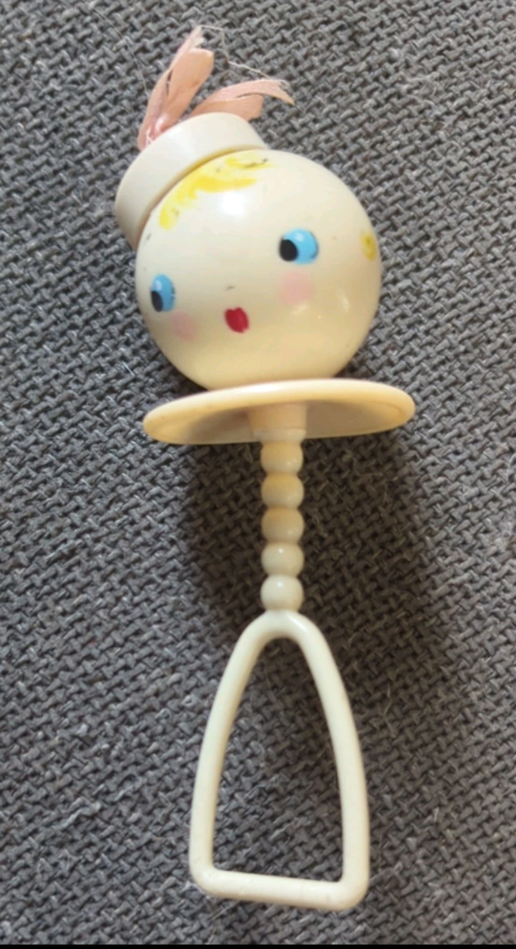 Vintage Celluloid Plastic Baby Rattles - Set Of 3