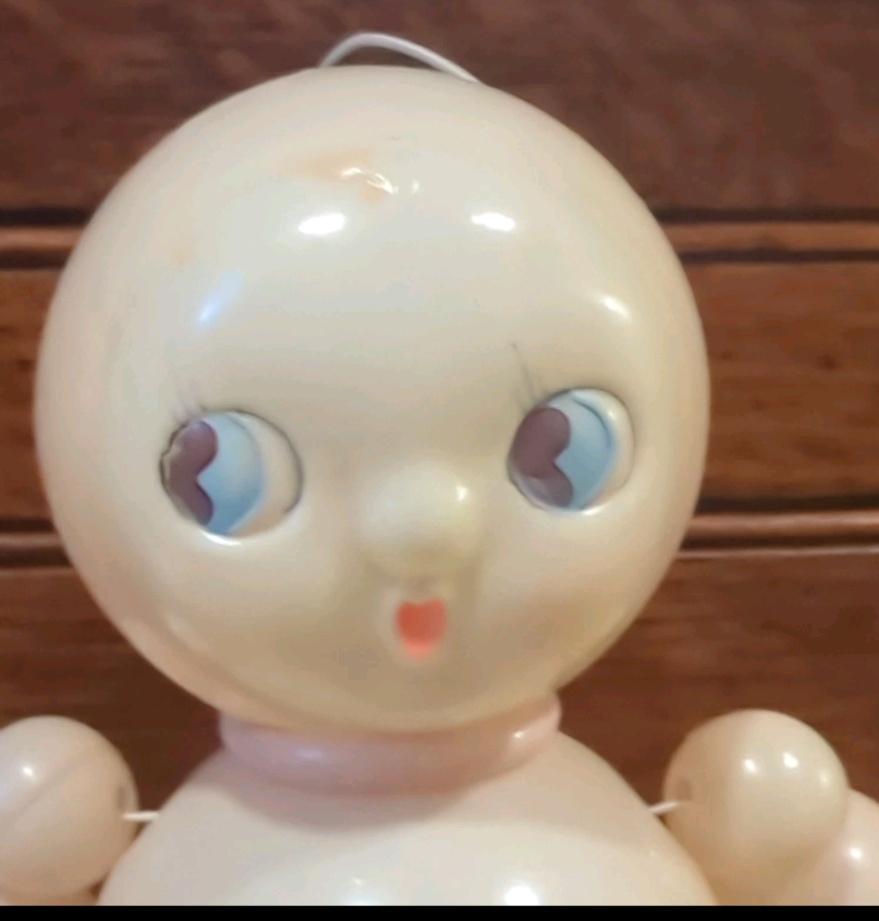 Vintage Celluloid Baby Crib Toy  Noise Maker Baby Girl 11 inches