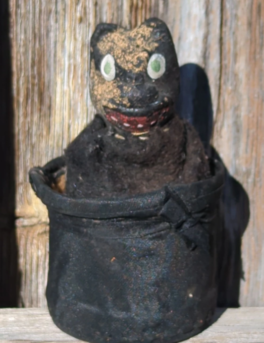 1920's Halloween Black Cat Candy Container Composition