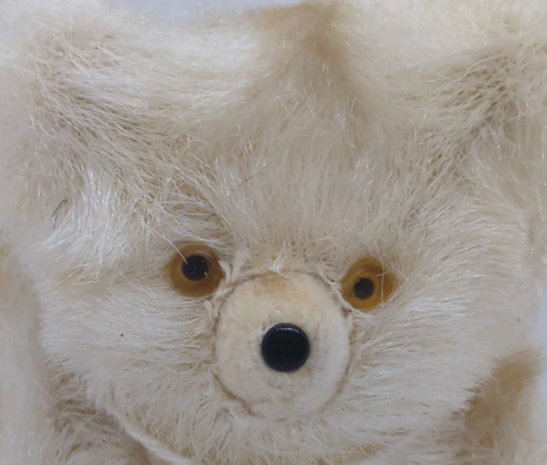 Vintage 1940s Made in Japan 3" White Teddy Bear Jointed Glass Eyes