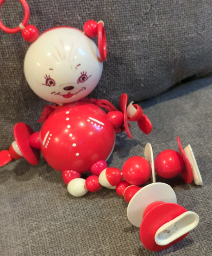 Waggie Wheels Crib Toy Rattle Red Bear